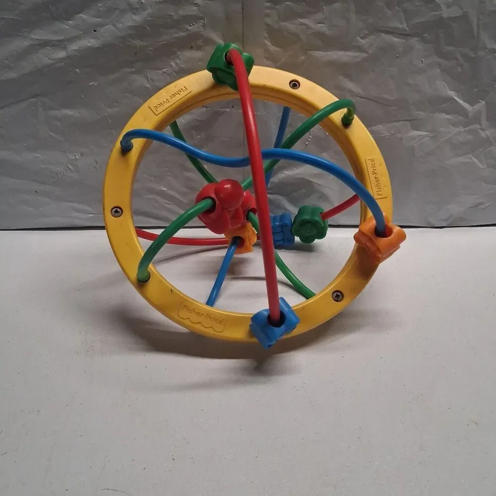 Vintage 1995 Fisher-Price Colorful Large Bead Maze Ball Toy 90s Kidcore